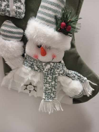 Christmas Stocking Hanging Decoration in 3D Snowman Design