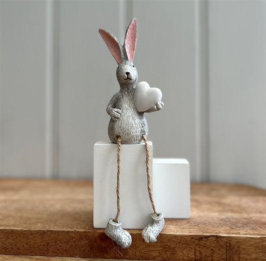 Cute Sitting Rabbit Dangly Legs Ornament Grey