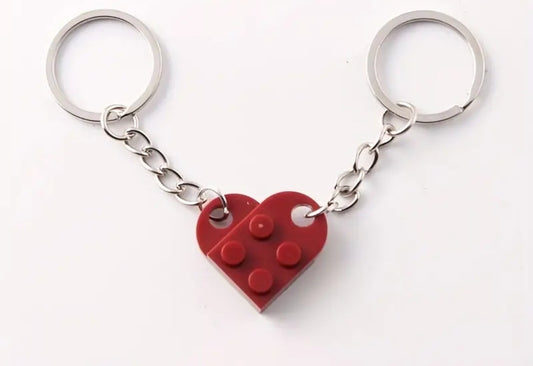 Dark Red Brick Heart Style Keychain