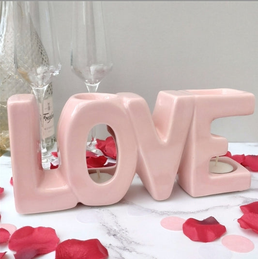 LOVE Double Wax Melter / Oil Burner 25cm - Pink